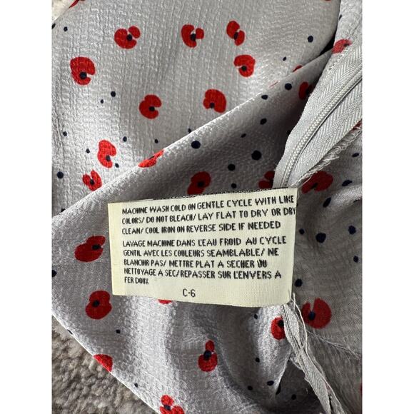 Tulle Sz XS Silver Metallic Floral Poppy Print Mini Skirt Preppy - Picture 8 of 9